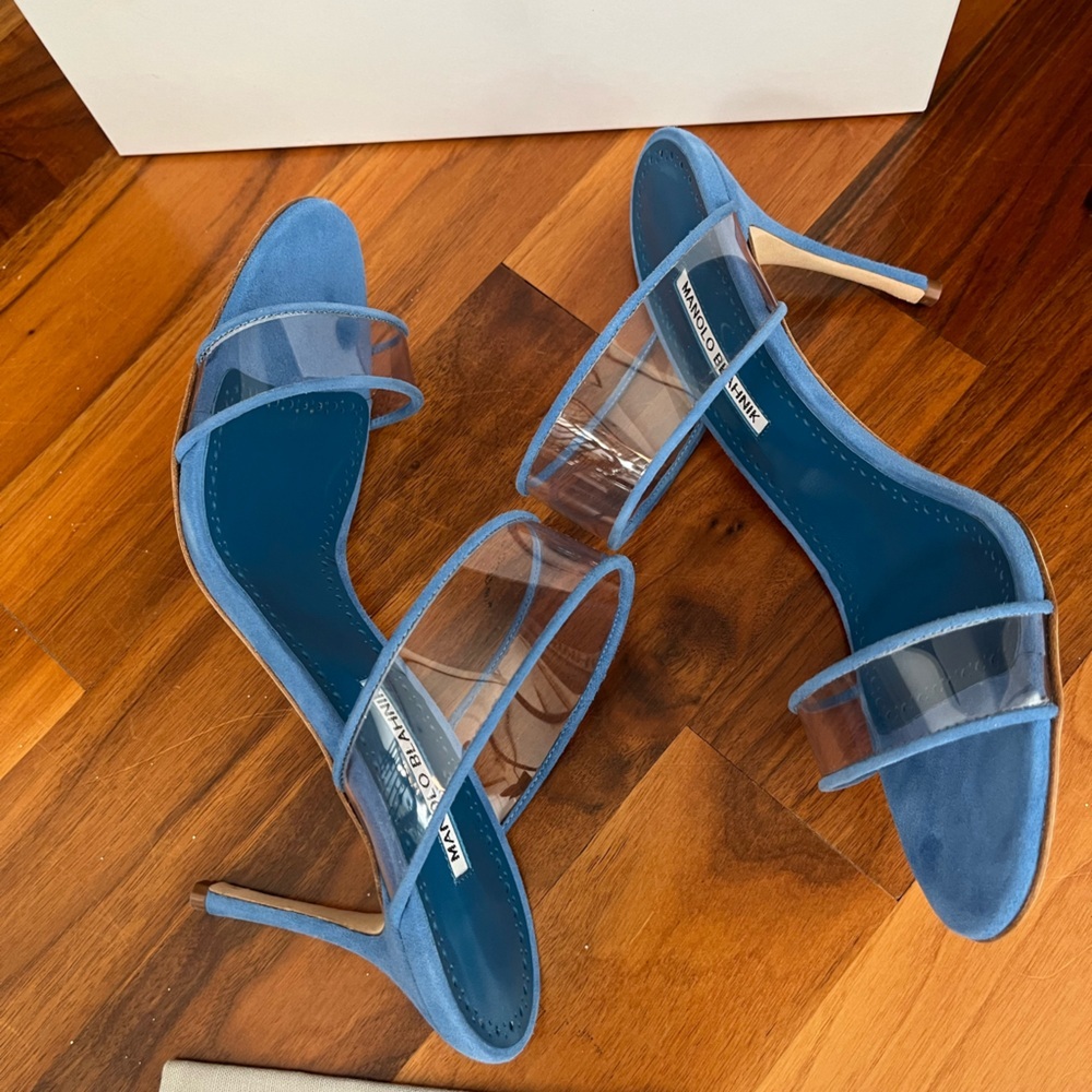 Manolo Blahnik Invymu 90 Vinyl & Suede Sandal, NEW - Picture 11 of 14